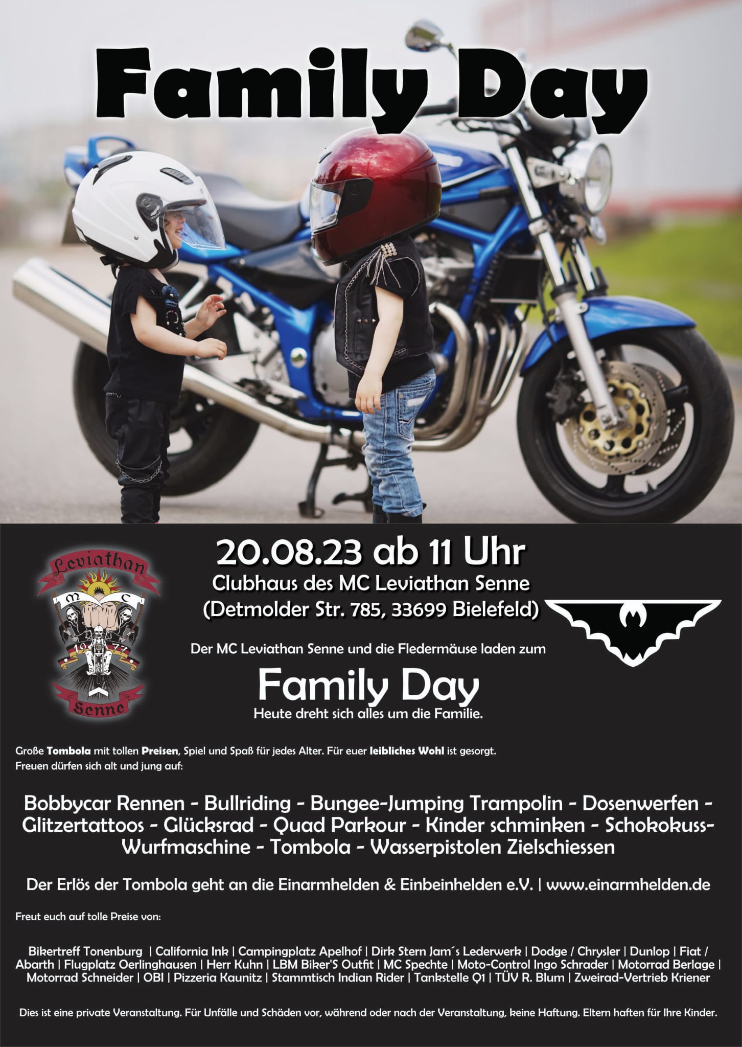 Benefizveranstaltung für Einarmhelden & Einbeinhelden e.V. am 20. August 2023