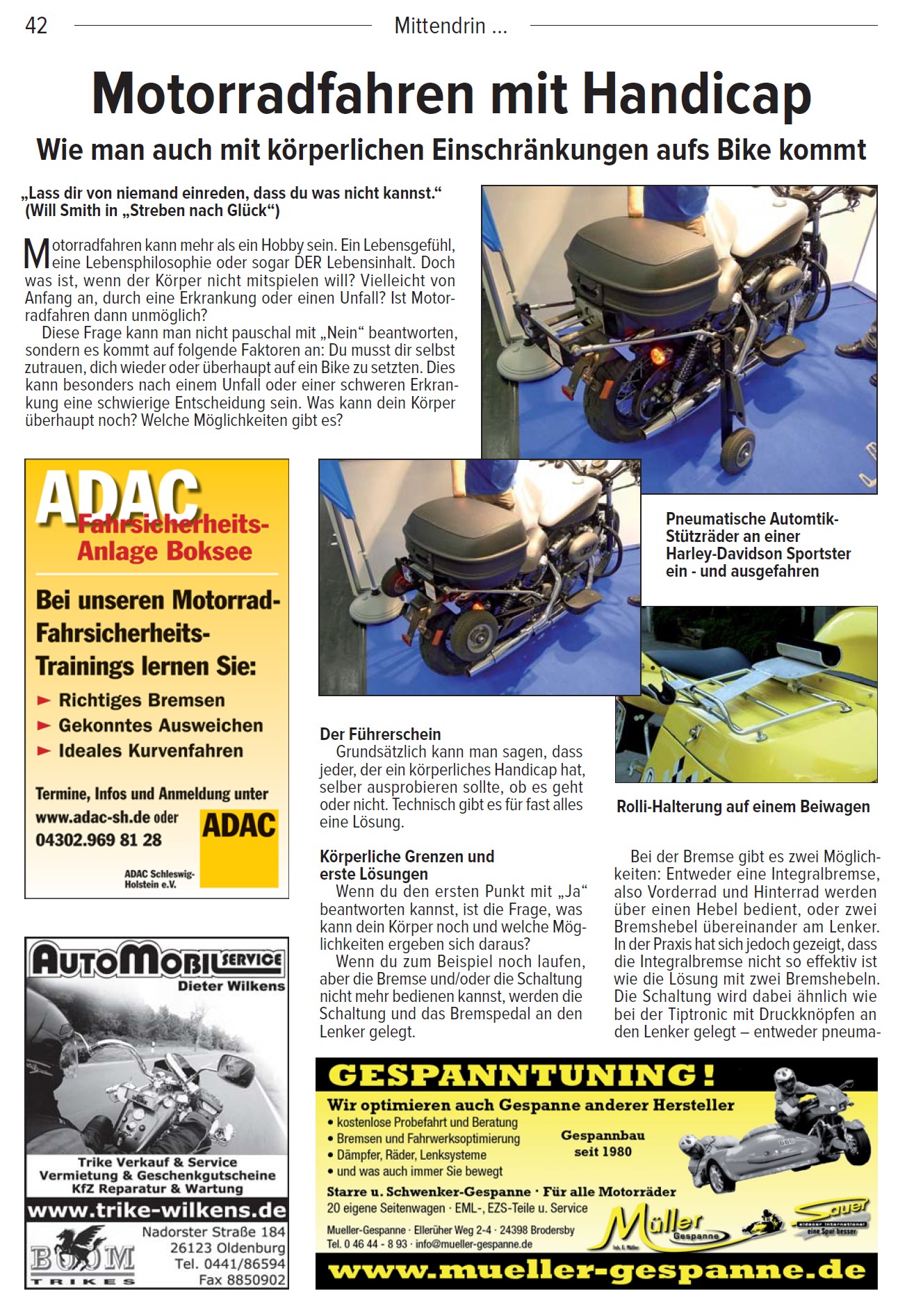 „Motorradfahren mit Handicap“ – Kradblatt