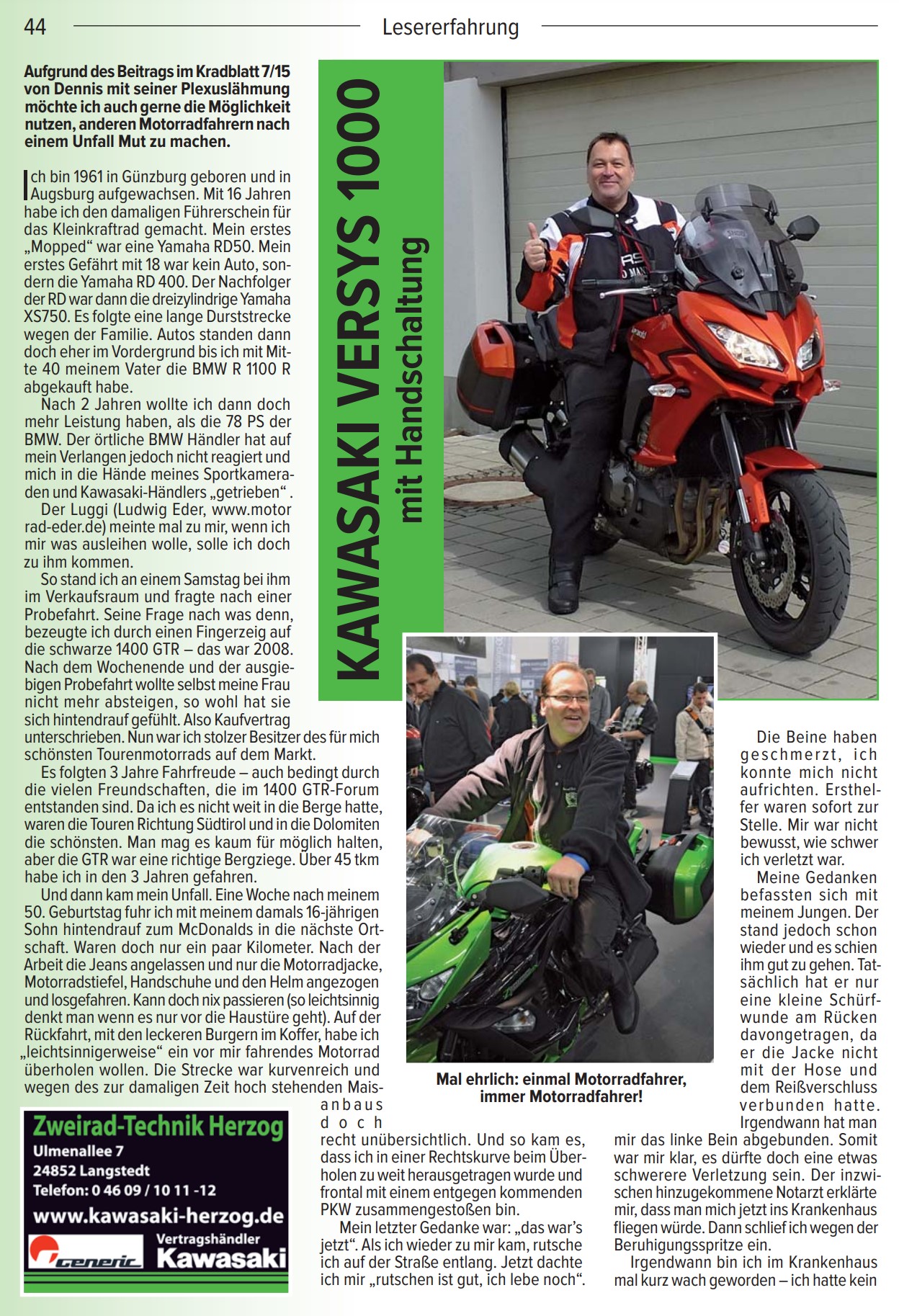 „Kawasaki Versys 1000 mit Handschaltung“ – Kradblatt