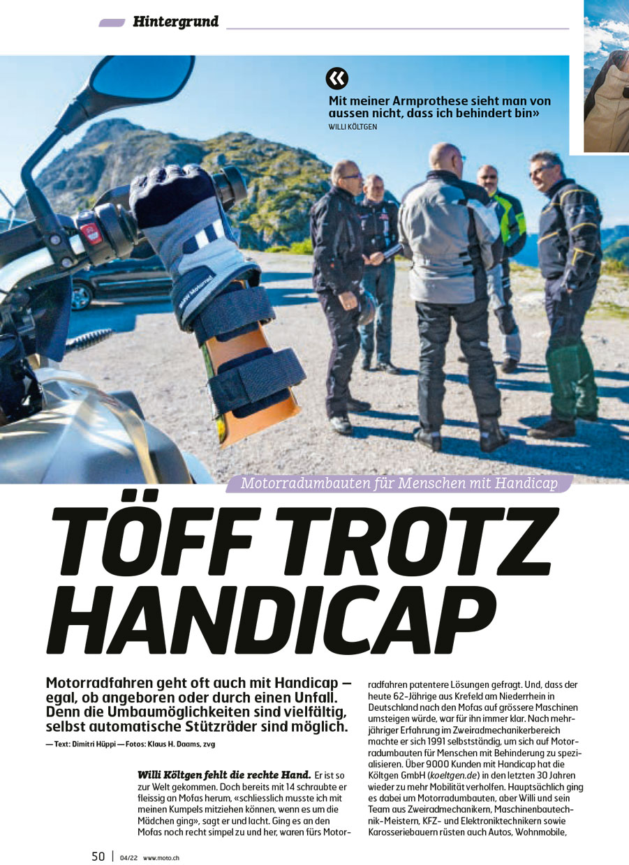 „Töff trotz Handicap“ – TÖFF Magazin (Schweiz)